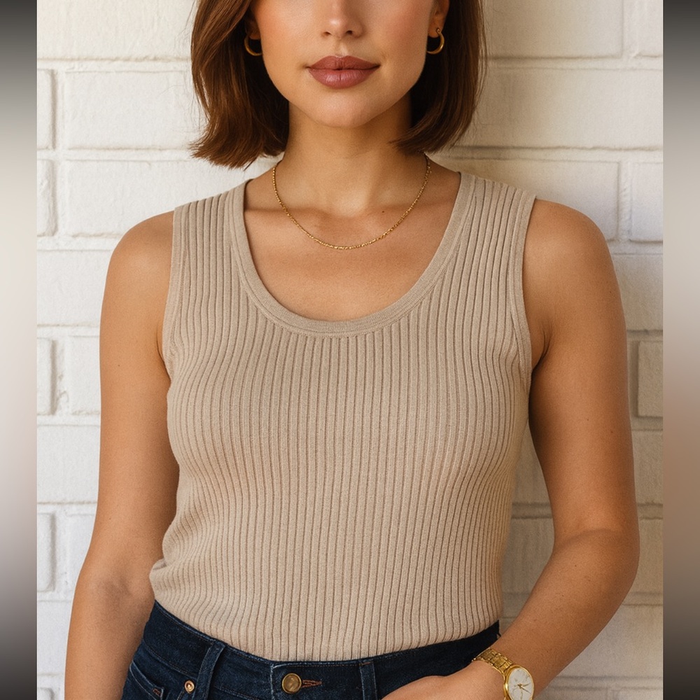 Lafayette 148 New York‎ Ribbed Scoop Neck Sweater Tank
